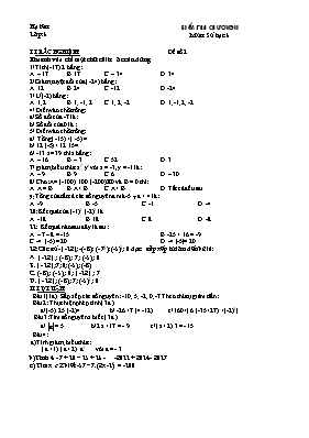 Kiểm tra chương II môn học Số học khối 6